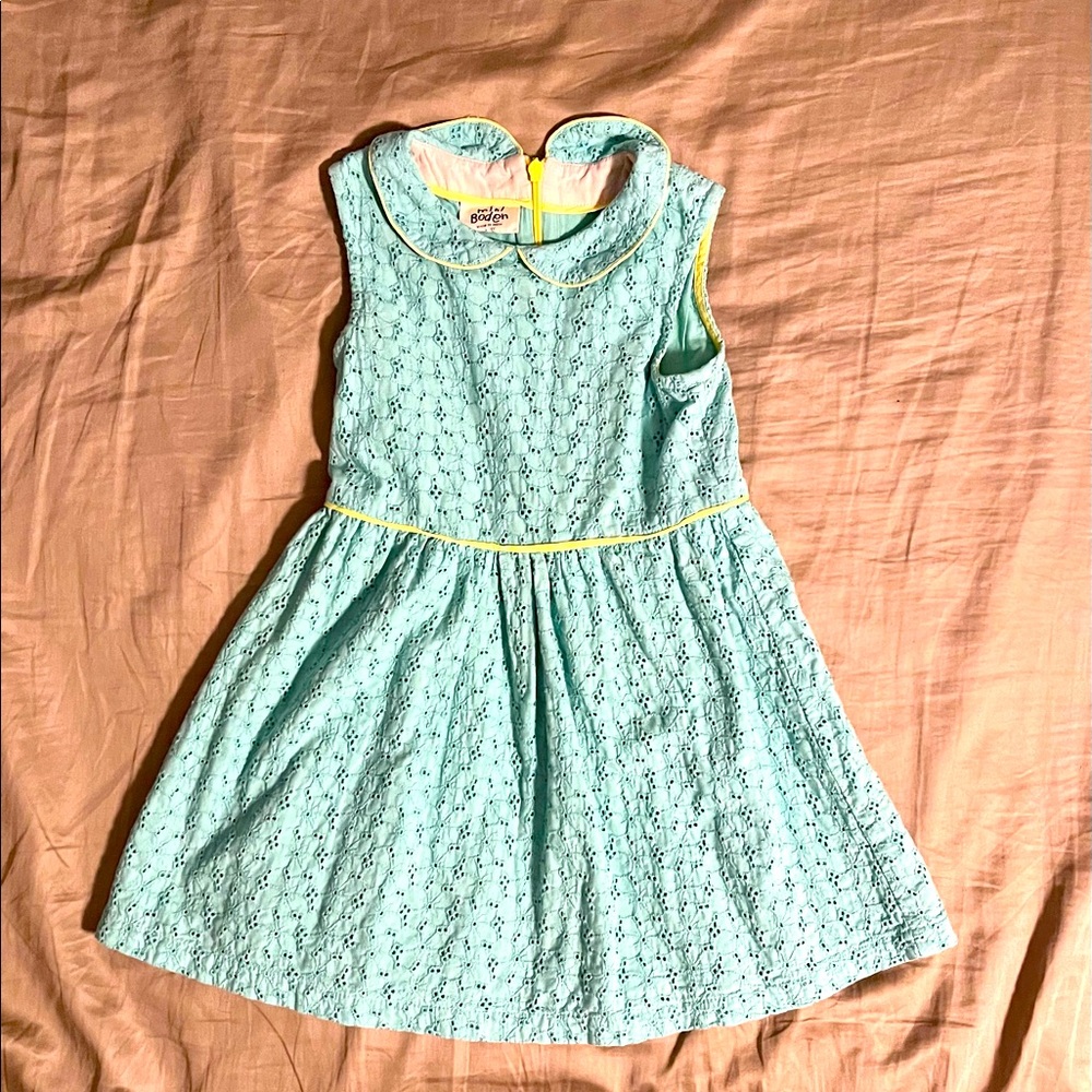 Mini Boden turquoise eyelet dress